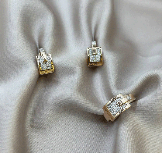 Set din aur roz cu zircon