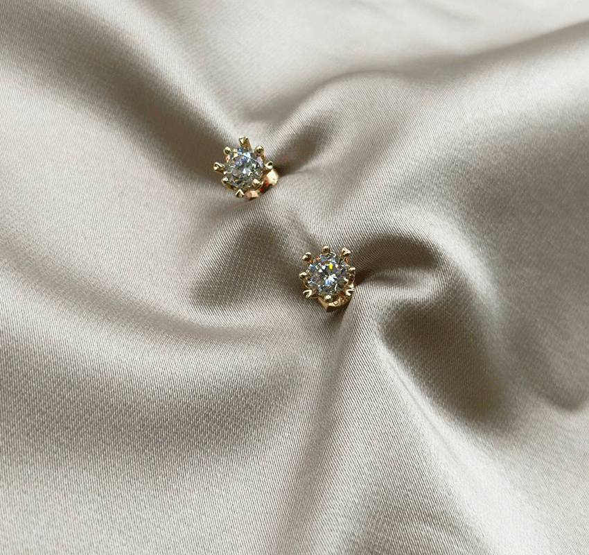 Cercei din aur roz cu zirconiu