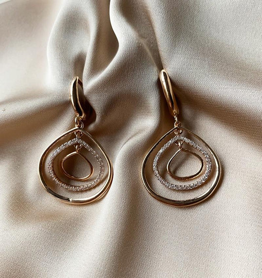 Cercei din aur roz cu zirconiu