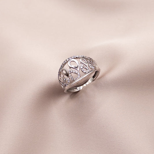 Silver ring with zircon