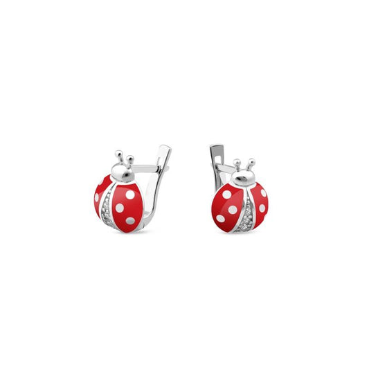 Silver earrings with zircon and enamel