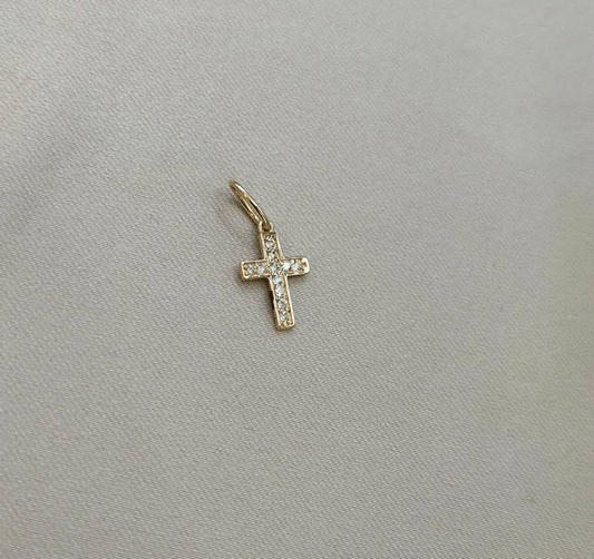 Cruce din aur roz cu zirconiu