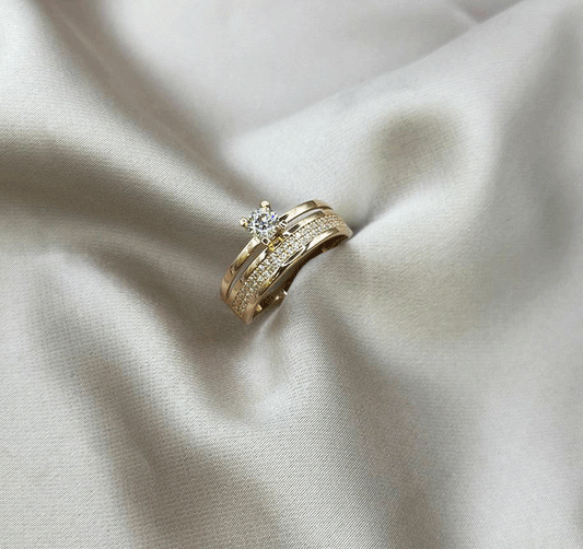 Inel din aur roz cu zirconiu