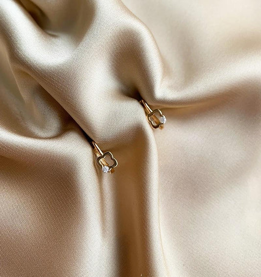 Rose gold earrings with zircon