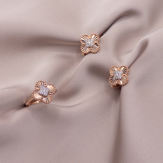 Set din aur roz cu zircon