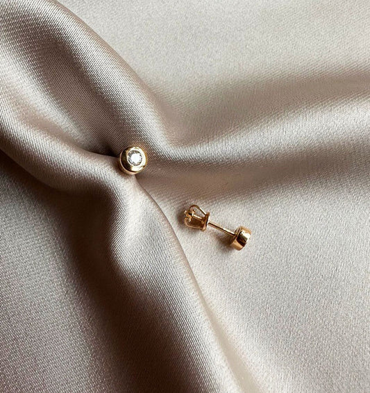 Rose gold earrings with zircon