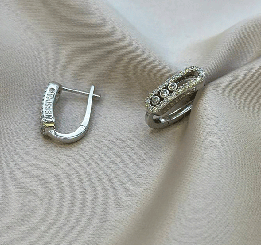 Серьги из белого золота с цирконом