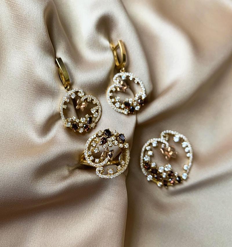 Set din aur roz cu zircon
