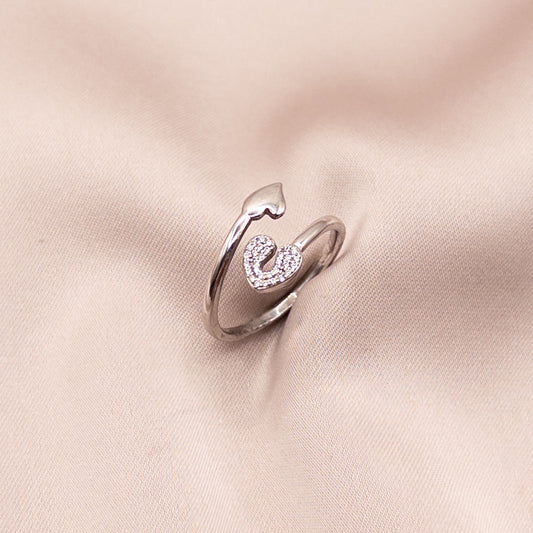 Silver ring with zircon