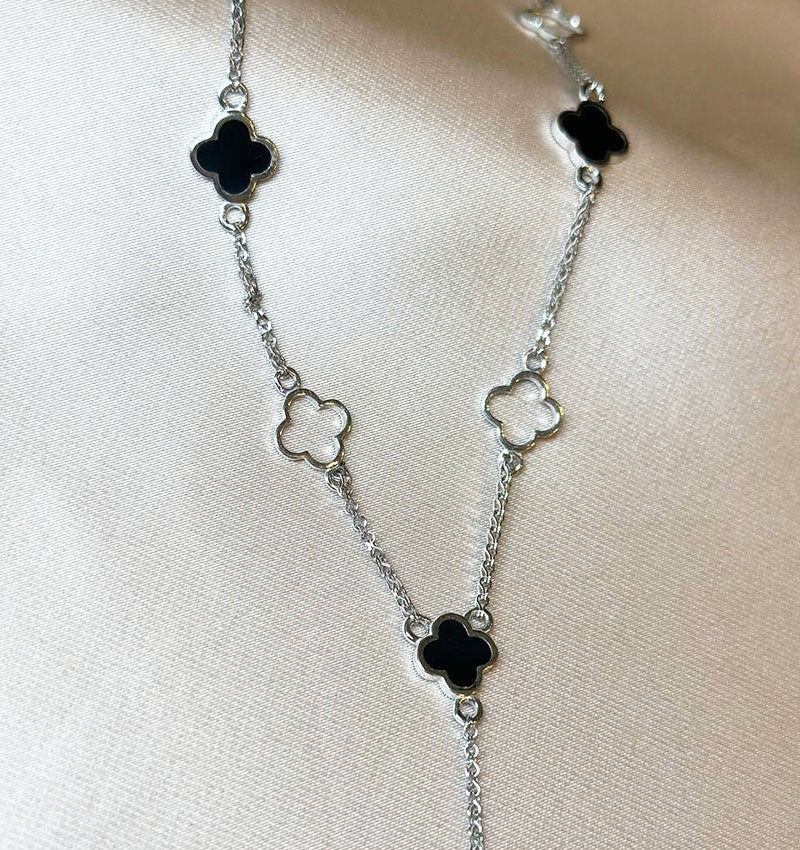 Silver necklace with gold inserts and enamel