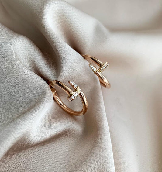 Rose gold earrings with zircon