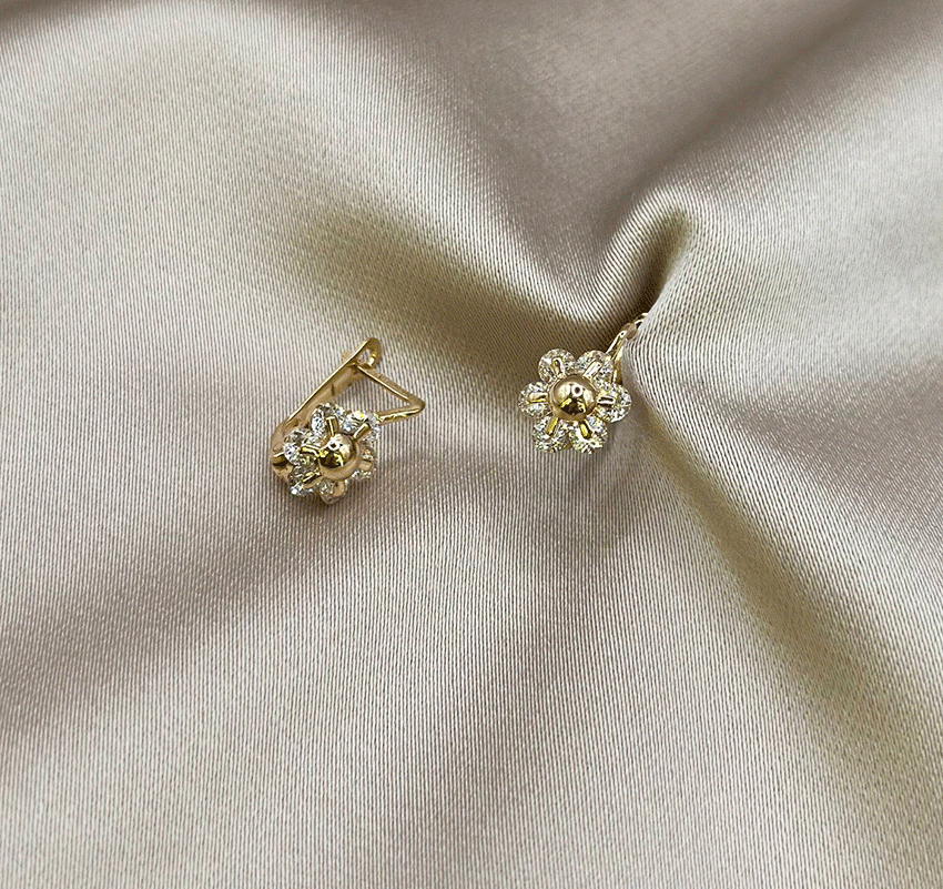 Серьги из розового золота с цирконом