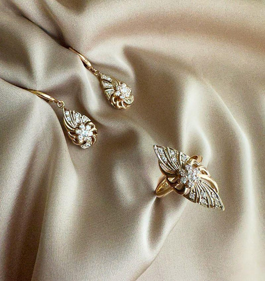 Set din aur roz cu zircon