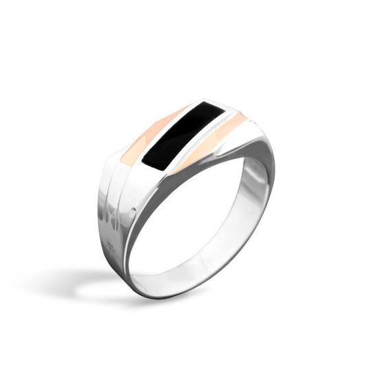 Inel din argint cu inserții aurii și email