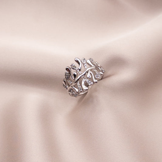 Silver ring with cubic zirconia