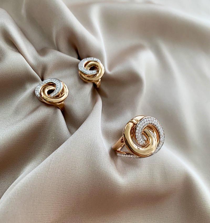 Set din aur roz cu zircon