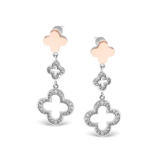 Silver earrings with gold inserts and zircon