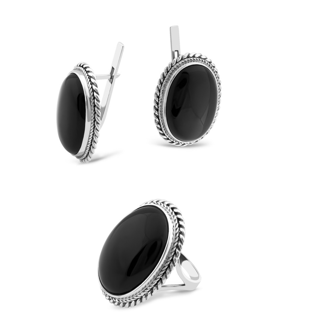 Сет из серебра с ониксом