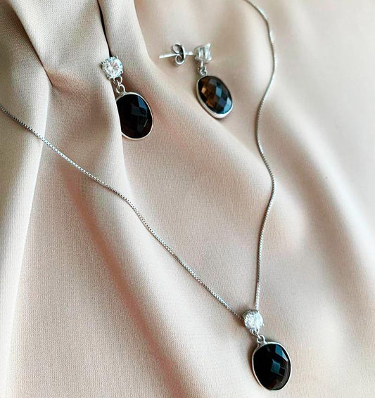 Сет из серебра с цирконом и раухтопазом