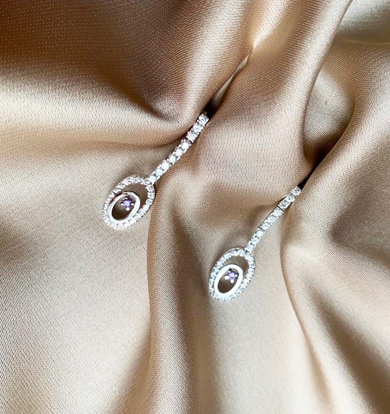 Cercei din aur alb cu zirconiu