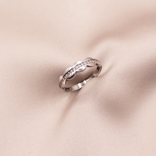 Silver ring with cubic zirconia