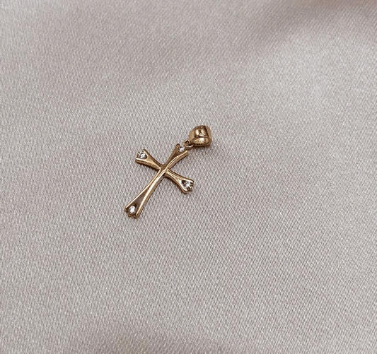 Cruce din aur roz cu zirconiu