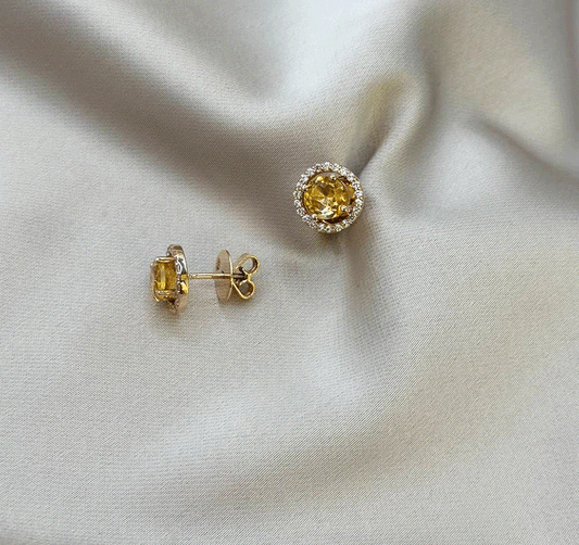 Cercei din aur roz cu zircon