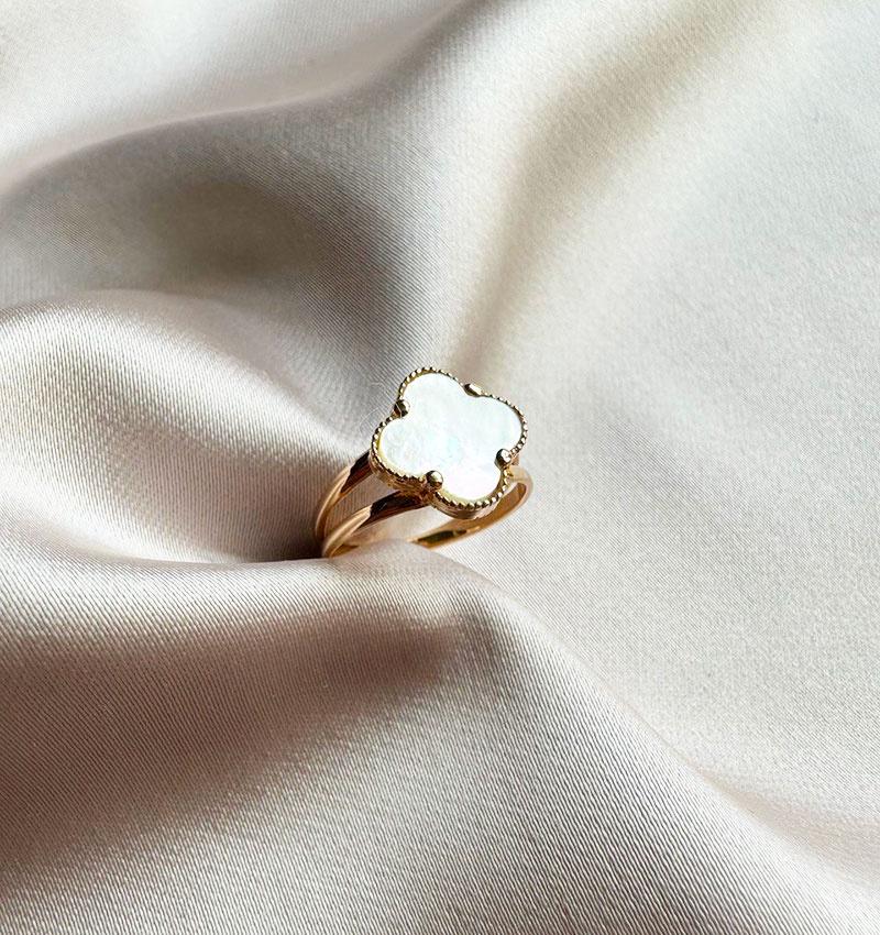 Inel din aur roz cu sidef