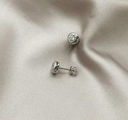 Cercei din aur alb cu zircon
