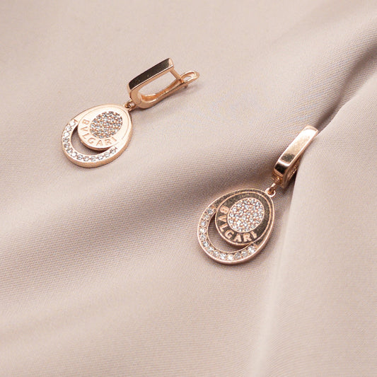 Rose gold earrings with zircon