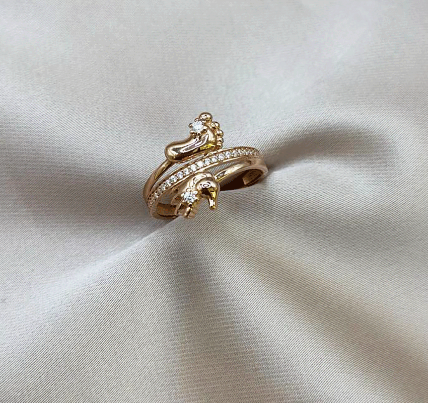 Inel din aur roz cu zirconiu