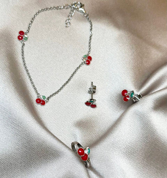 Set of silver with enamel