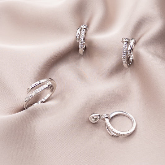 Silver set with zircon