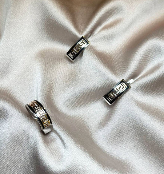 Сет из серебра с золотыми вставками с ониксом