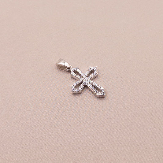 Silver cross with zircon