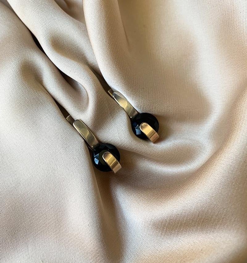 Silver earrings with gold inserts