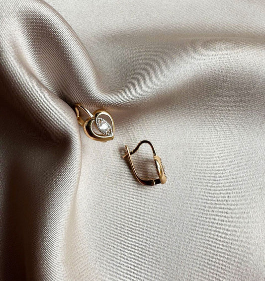 Rose gold earrings with zircon