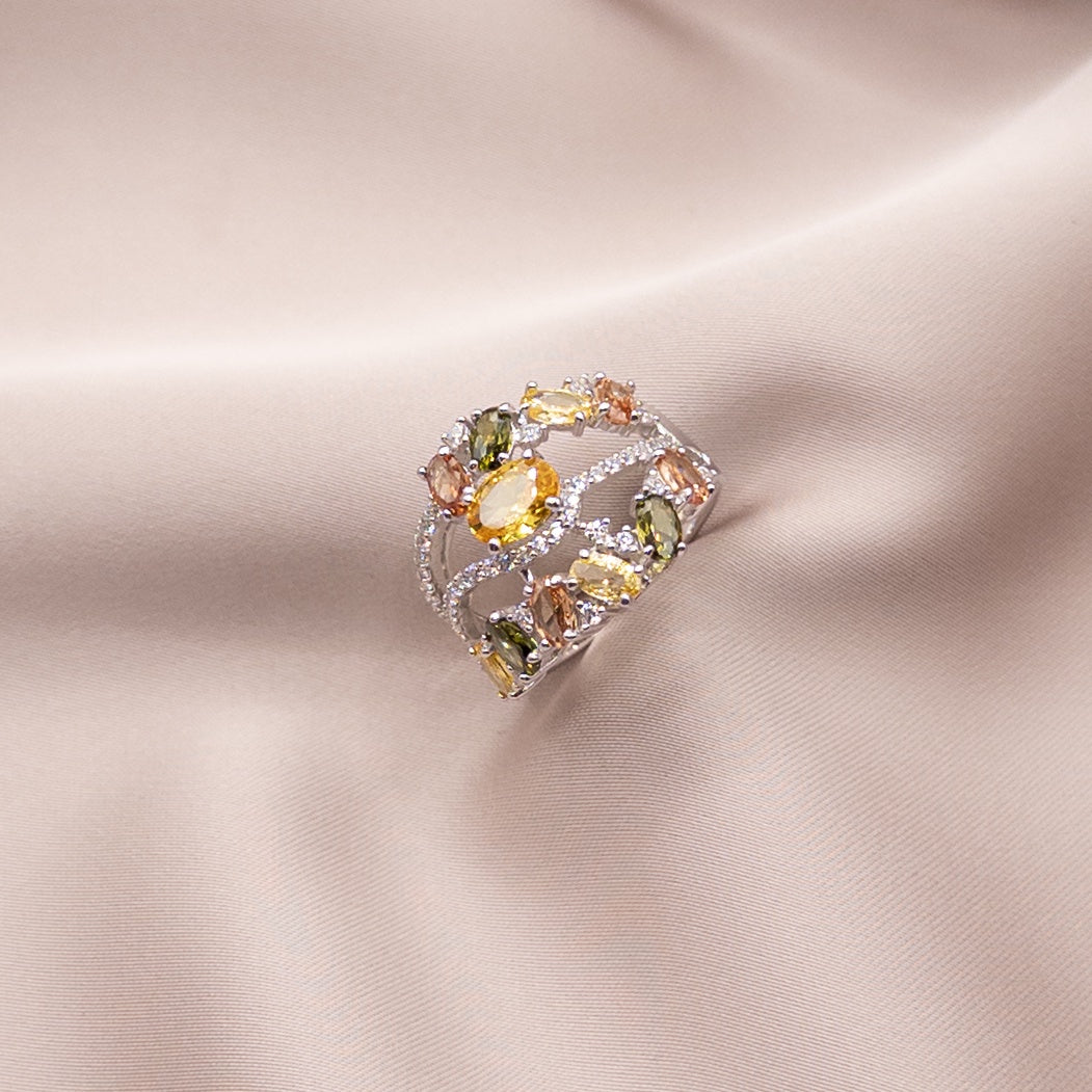 Silver ring with cubic zirconia