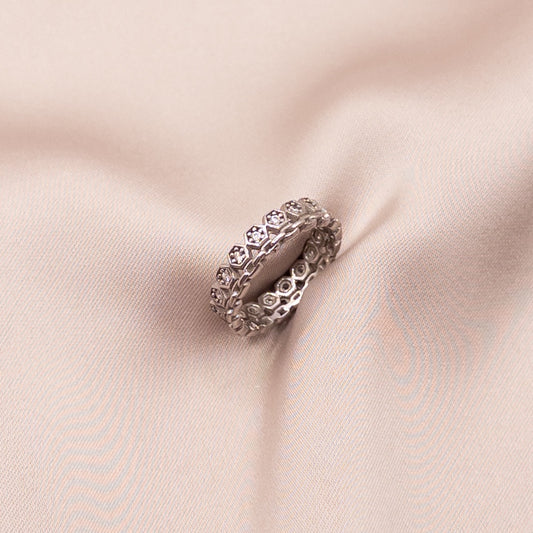 Silver ring with zircon