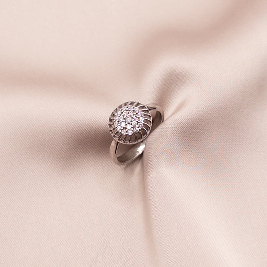 Silver ring with cubic zirconia