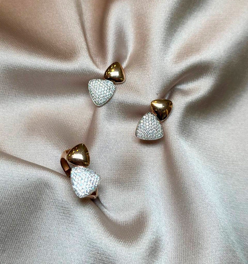 Set din aur roz cu zircon