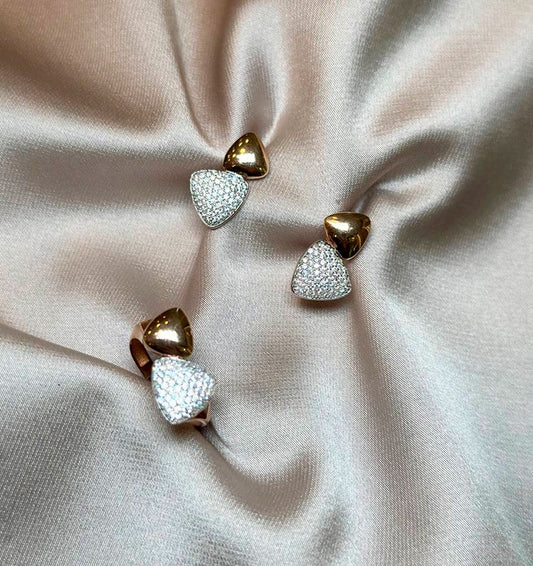 Set din aur roz cu zircon