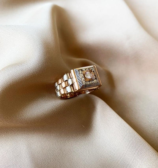 Inel din aur roz cu zirconiu